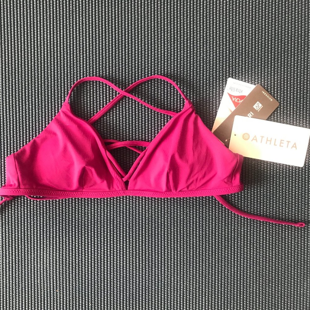 Athleta Tie Back Bikini Swim Top Magenta